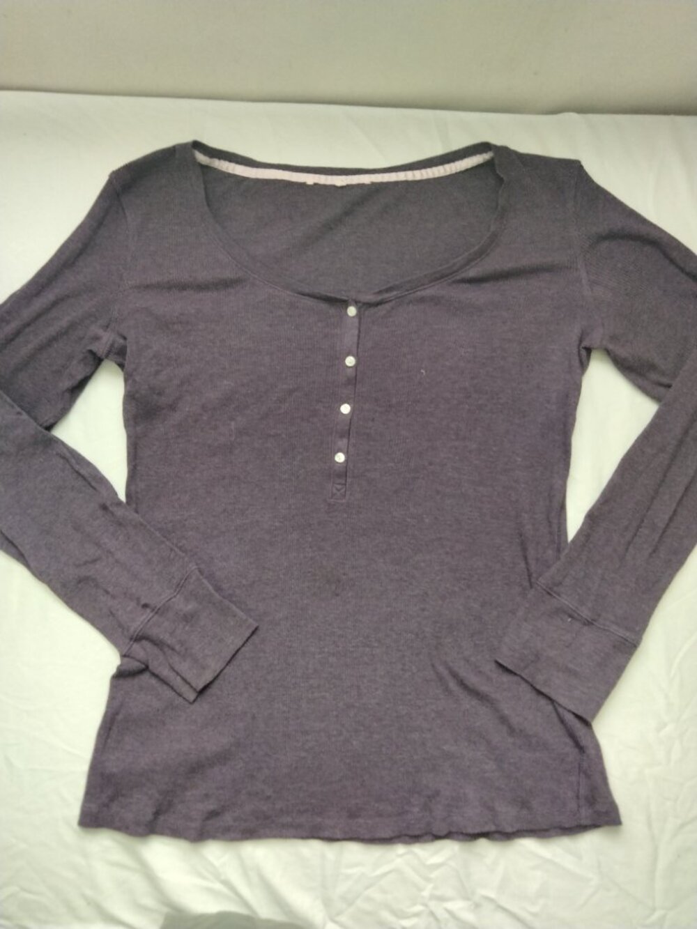 Women's cotton medium soft purple/plum henley L to XL